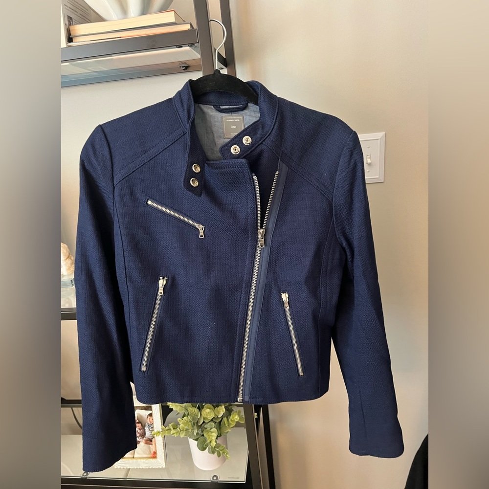 Navy moto jacket